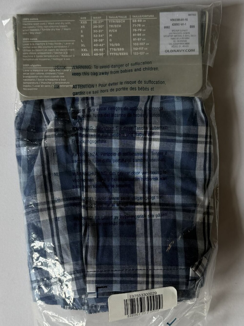 OLD NAVY Bundle 6-Piece Men's M Boxers 100% COTTON Woven Blue & Grey Plaids NEW - Picture 14 of 14
